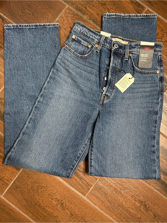 Levi's Denim - Levi’s Premium Ribcage Straight High Rise Dark Wash Denim Jeans Womens 28